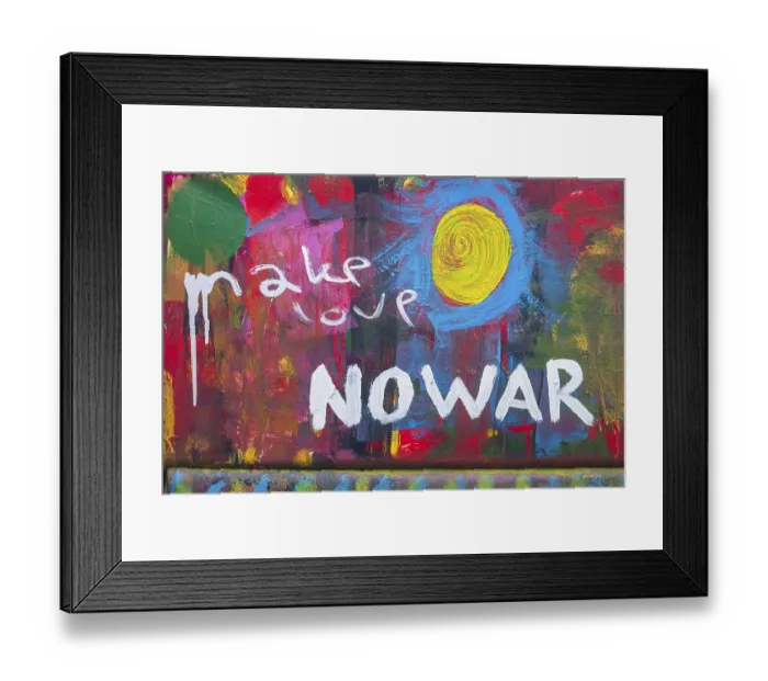 Framed Print : Lettering make Love No War, no war Framed Print : Lettering make Love No War, no war