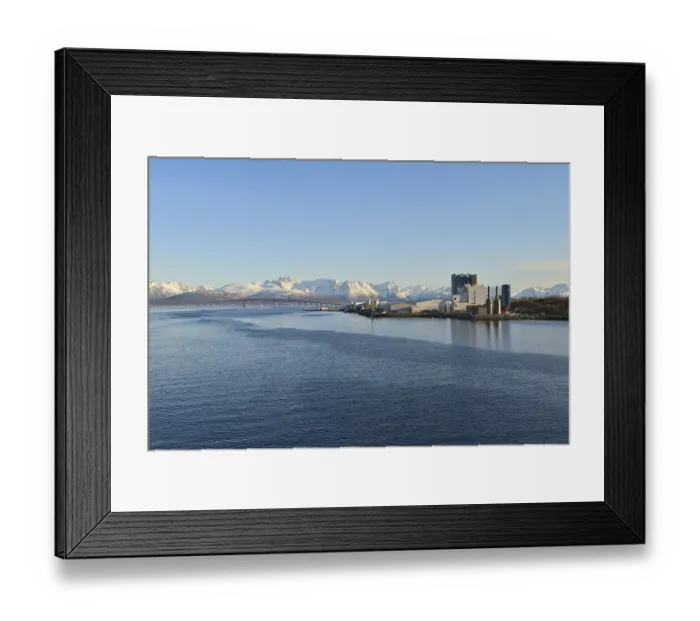 Framed Print : Industrial plant on blue Langoysund
