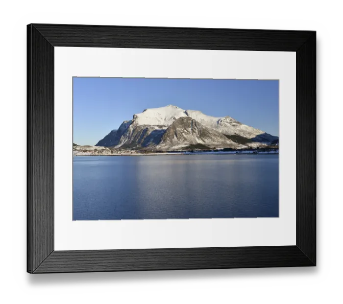 Framed Print : Mountain massif on cold coast, near Ornes Framed Print : Mountain massif on cold coast, near Ornes