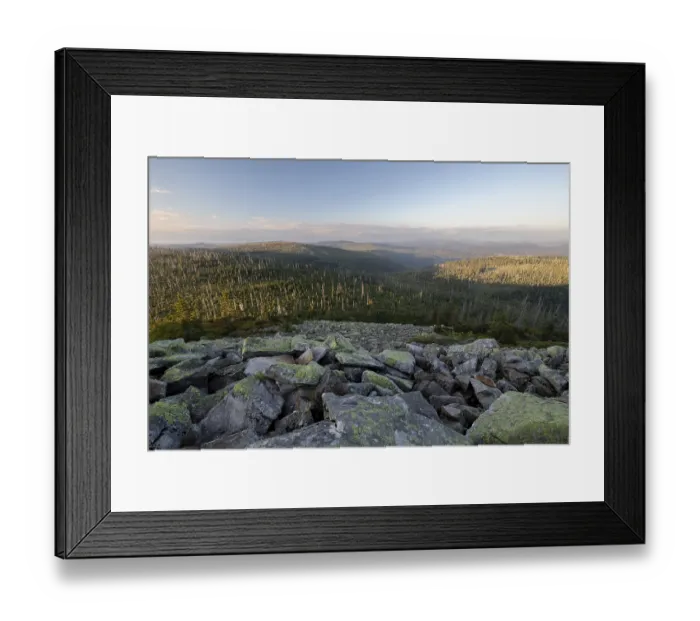 Framed Print : Sunset with view from the Lusen