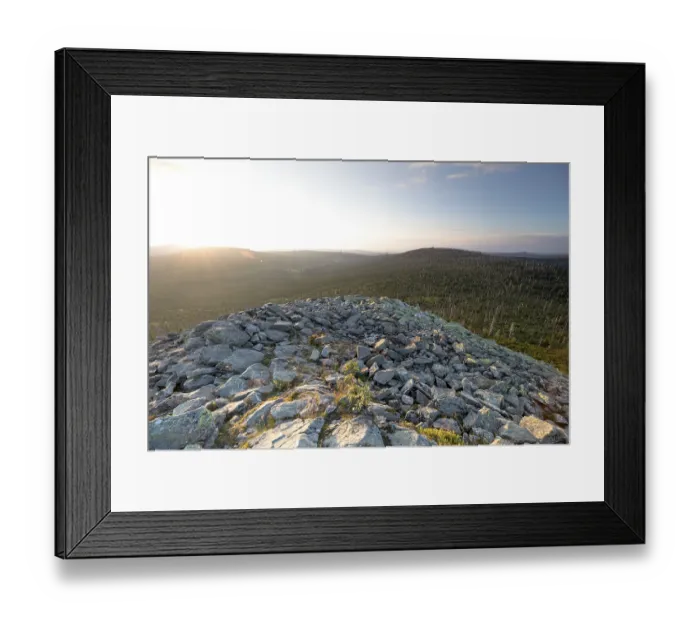 Framed Print : Sunset with view from the Lusen