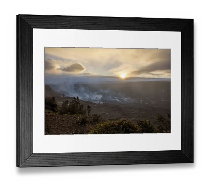 Framed Print : Sunset behind volcano Mauna Loa