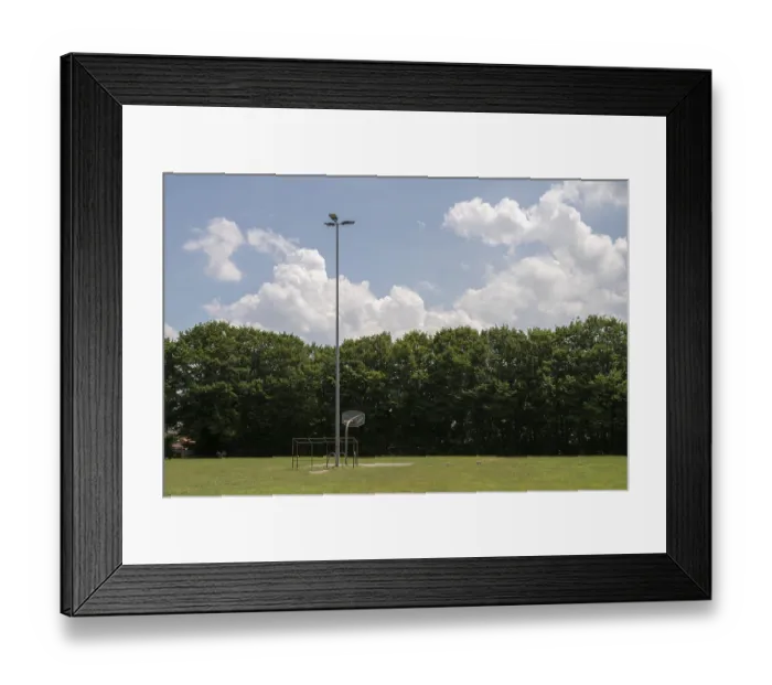 Framed Print : Krefeld, Sproedentalplatz, neglected sports equipment and lantern