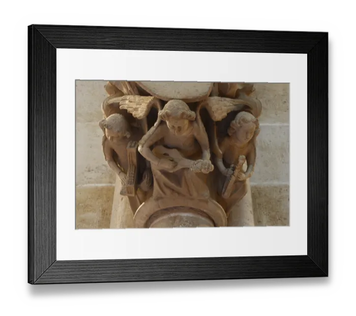 Framed Print : Figure console on the southern nave pillars: angels playing music