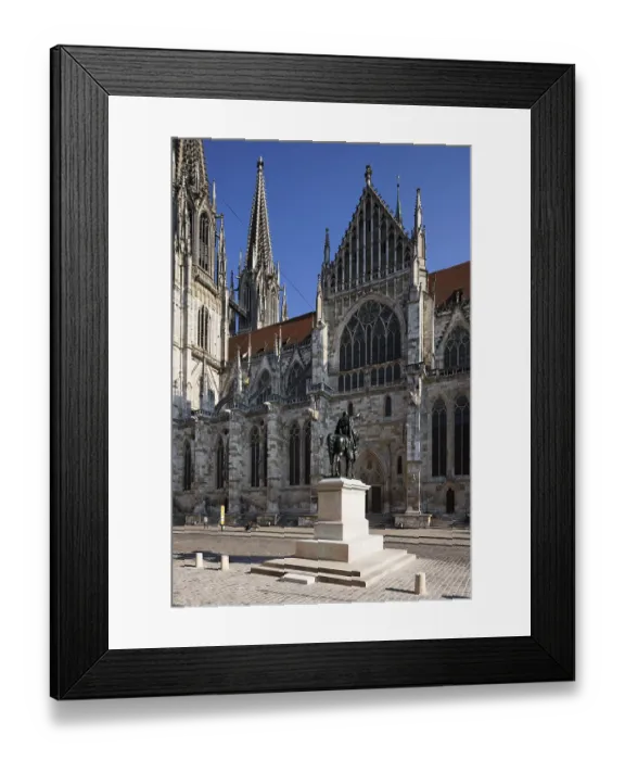 Framed Print : South facade with monument to King Ludwig