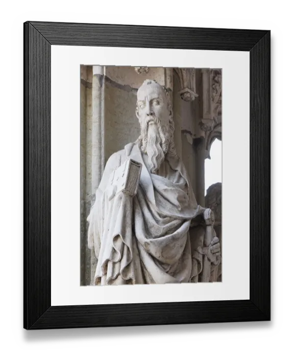 Framed Print : Main portal, St Paul's figure on the free pillar Framed Print : Main portal, St Paul's figure on the free pillar