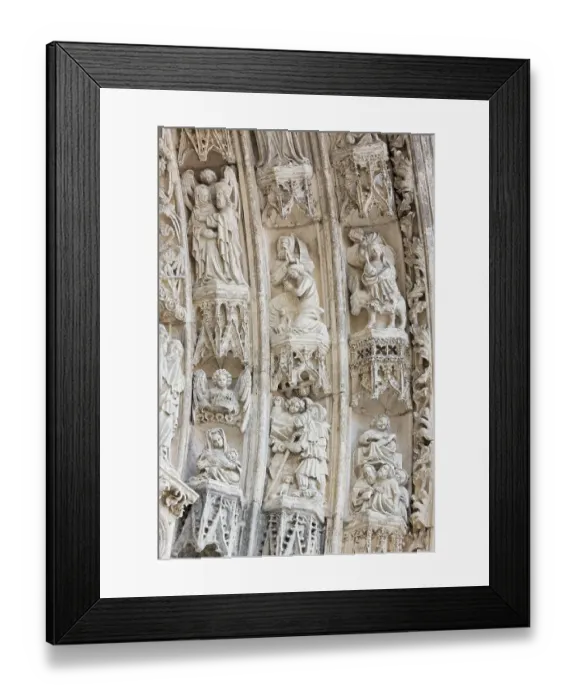 Framed Print : Main portal, figures, St. Saint, Saint