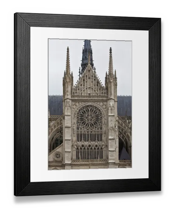 Framed Print : Construction began in 1220, gable of the south transept Framed Print : Construction began in 1220, gable of the south transept