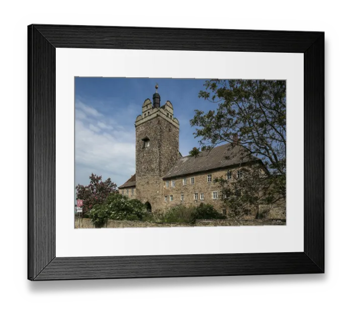 Framed Print : Allstedt b Sangerhausen Castle outer bailey 5573 Gate tower built around 1340 with Renaissance gables Outbuildings 16th