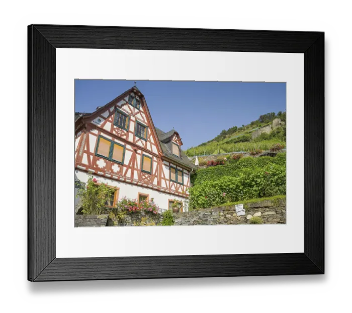 Framed Print : Old buildings, half-timbered houses