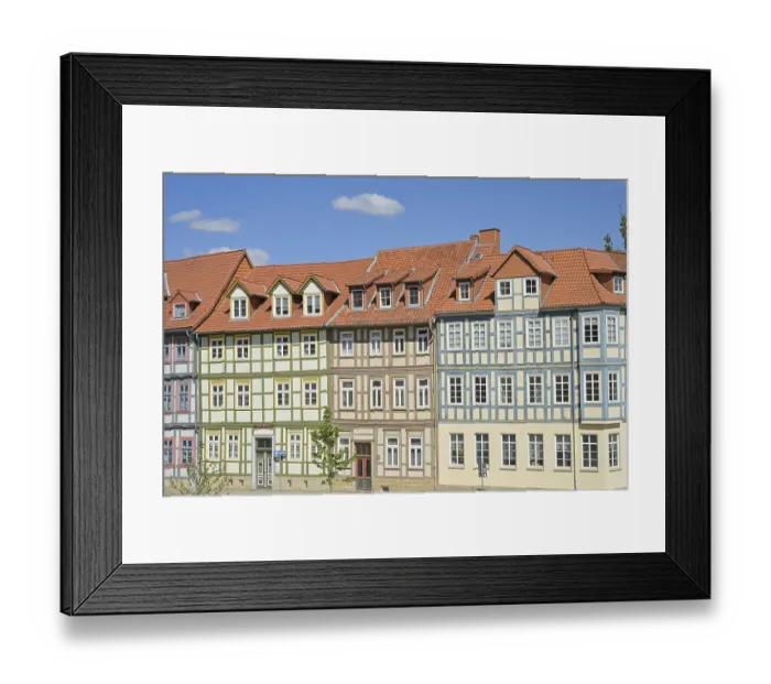 Framed Print : Old buildings, half-timbered houses