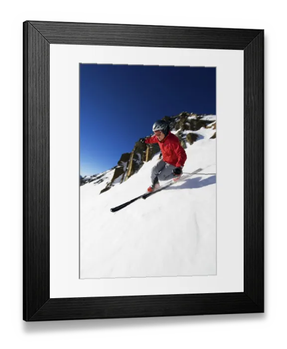 Framed Print : Skier, telemark skiiing, Hochstubai