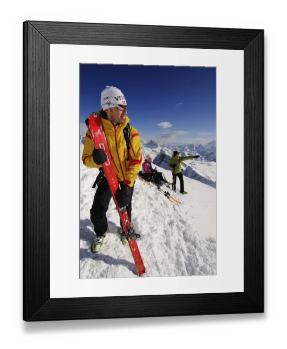 Framed Print : Ski tour, Mt. Duerrenstein, Drei Zinnen peaks