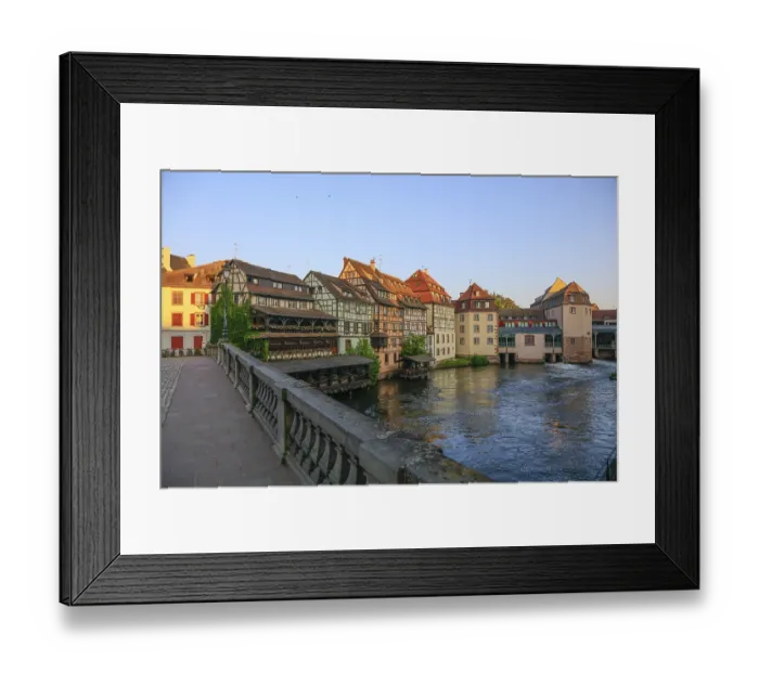 Framed Print : Half-timbered houses in the former tanners quarter La Petite France on the River Ill