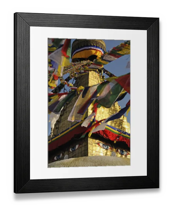 Framed Print : Prayer flags at Boudhanath Stupa
