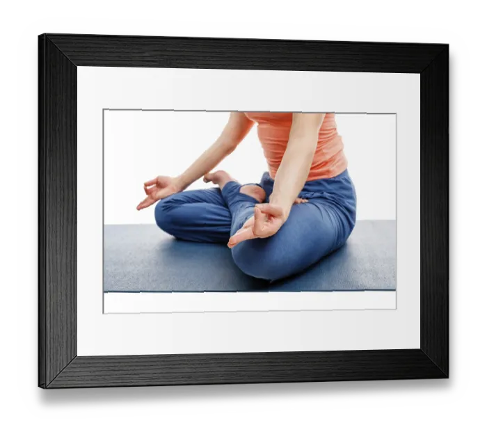 Framed Print : Close up of woman doing yoga asana Padmasana (Lotus pose) Framed Print : Close up of woman doing yoga asana Padmasana (Lotus pose)