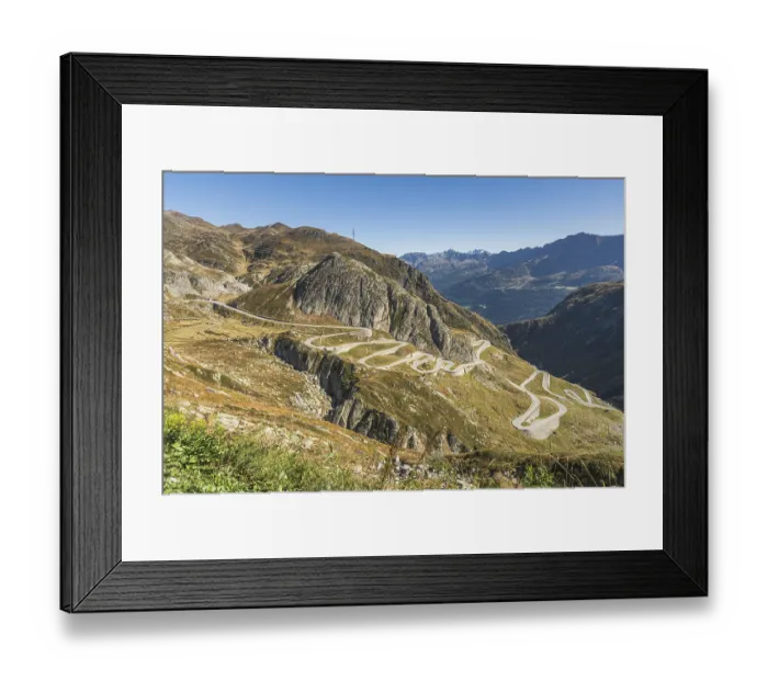 Framed Print : Gotthard Pass, view of the old pass road in Val Tremola Framed Print : Gotthard Pass, view of the old pass road in Val Tremola