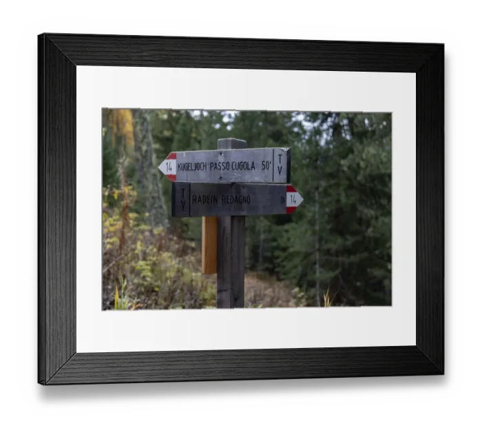 Framed Print : Signpost to the Kugeljoch, Passo Cugola
