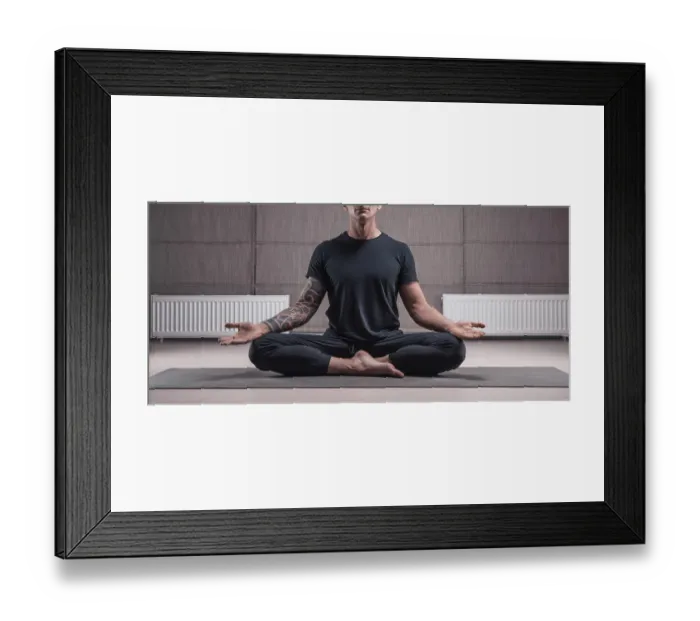 Framed Print : Adult man performs asana exercises