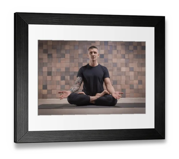 Framed Print : Adult man performs asana exercises Framed Print : Adult man performs asana exercises
