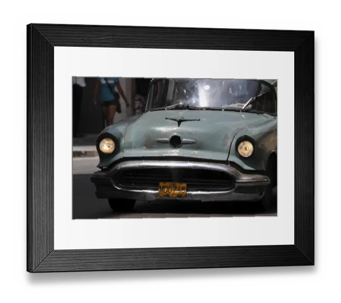 Framed Print : Vintage car in Plaza Central, historic district of Havana