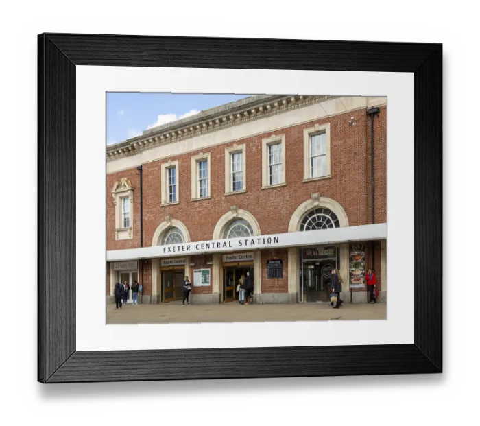 Framed Print : People outside Exeter Central Station railway station