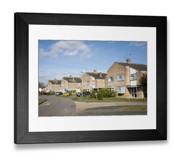 Framed Print : Private housing on suburban housing estate in Woodbridge