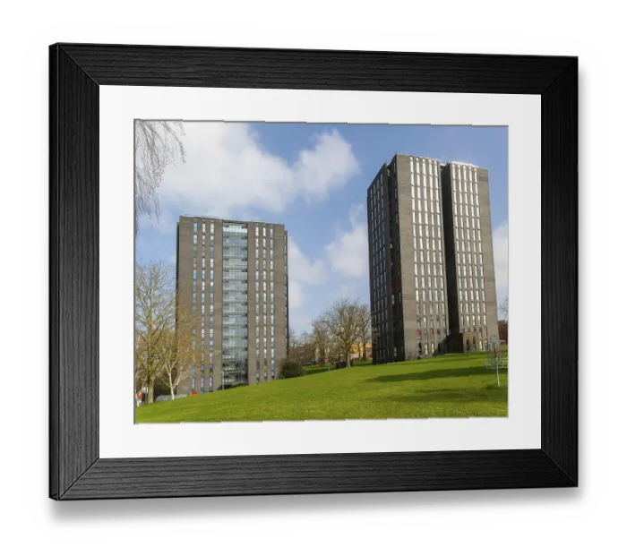 Framed Print : High rise tower blocks student accommodation Framed Print : High rise tower blocks student accommodation
