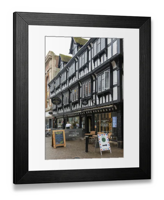 Framed Print : High Bridge Cafe in historic timber framed building Framed Print : High Bridge Cafe in historic timber framed building