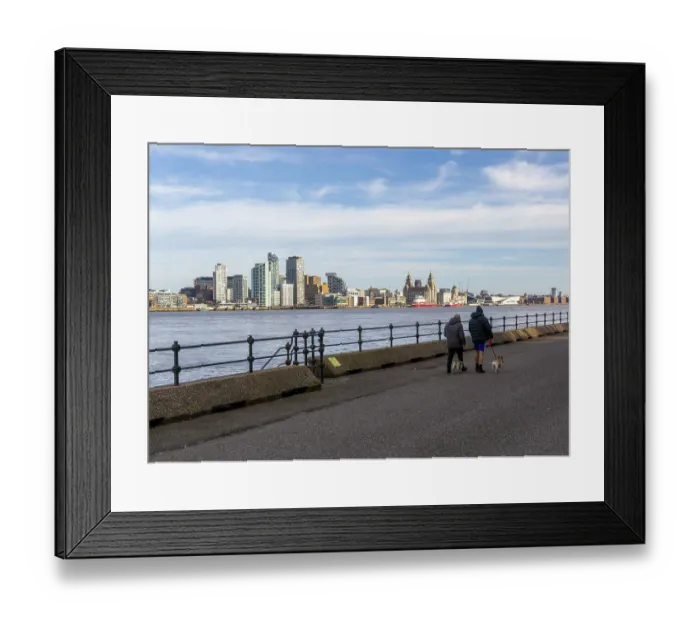 Framed Print : Dog walkers riverside promenade Framed Print : Dog walkers riverside promenade