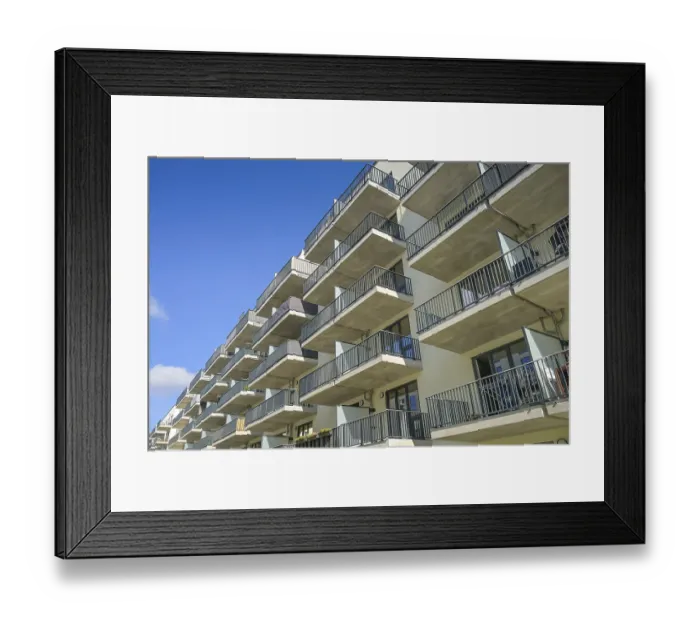 Framed Print : New BUWOG apartment building, Insel Gartenfeld