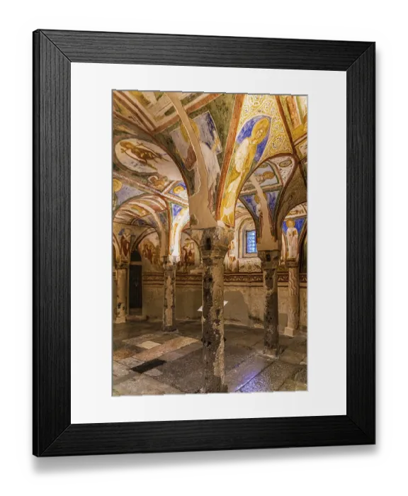 Framed Print : Crypt of frescoes from the 9th century under the main altar Framed Print : Crypt of frescoes from the 9th century under the main altar