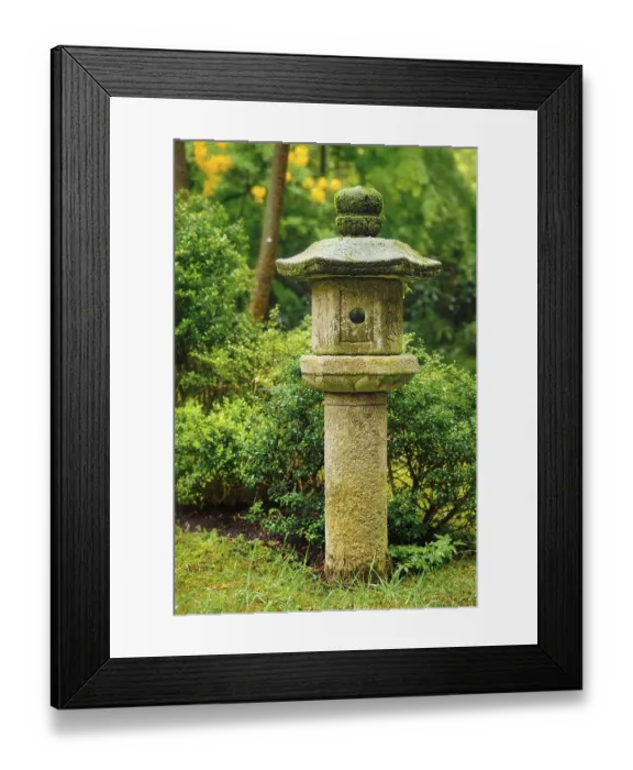 Framed Print : Stone lantern in Japanese garden