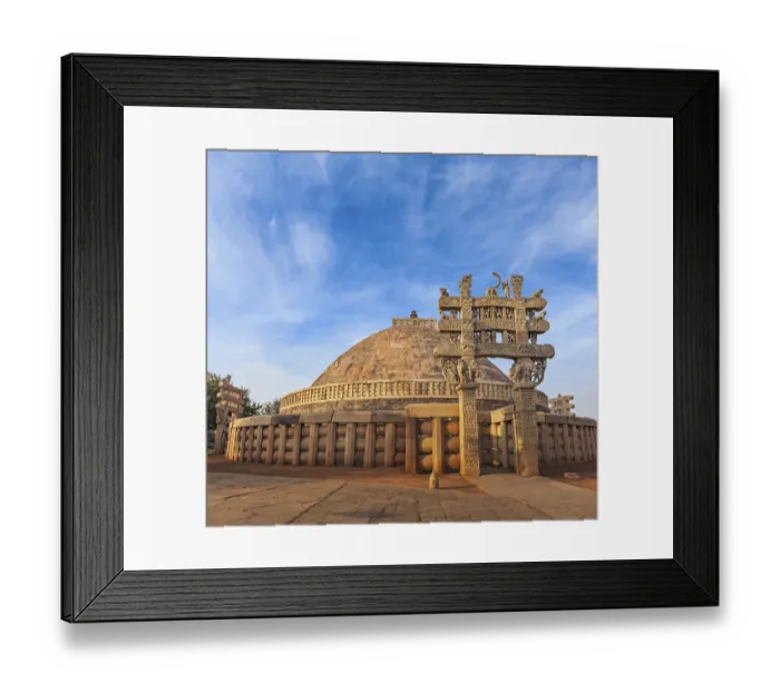 Framed Print : Great Stupa, ancient Buddhist monument