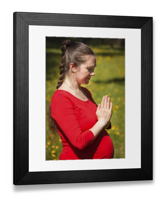 Framed Print : Pregnancy yoga exercise