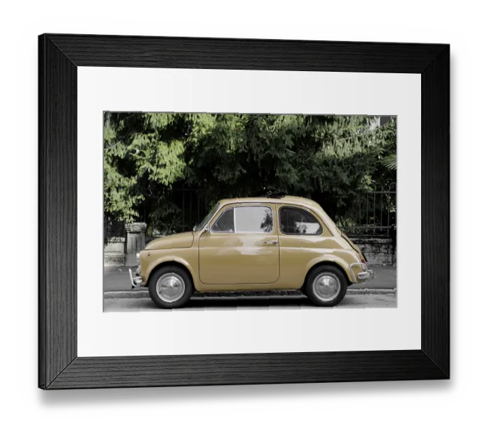 Framed Print : Old Yellow Italian Classic Car