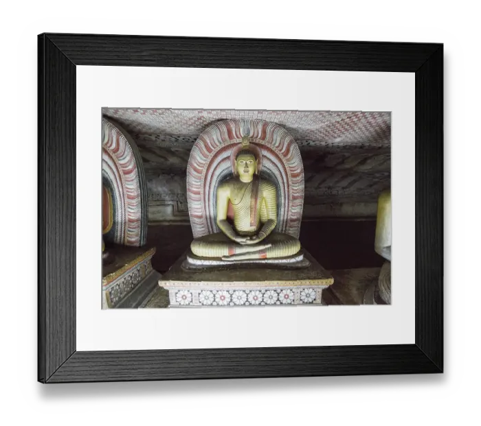 Framed Print : Buddha figure inside Dambulla cave Buddhist temple complex