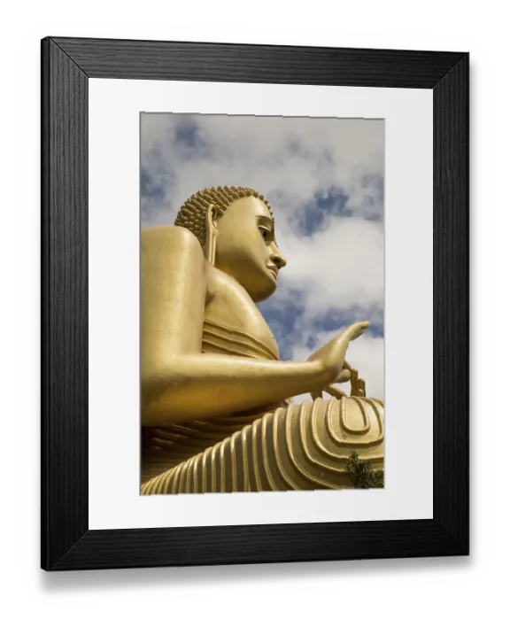 Framed Print : Giant Golden Buddha statue at Dambulla cave temple complex