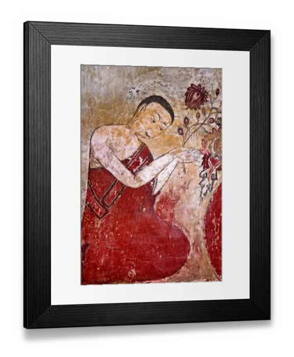 Framed Print : Mural in the Buddha statue in Sulamani Temple