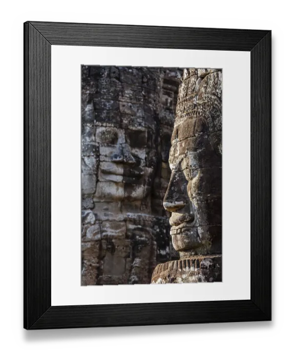 Framed Print : Ancient stone faces of Bayon temple Framed Print : Ancient stone faces of Bayon temple