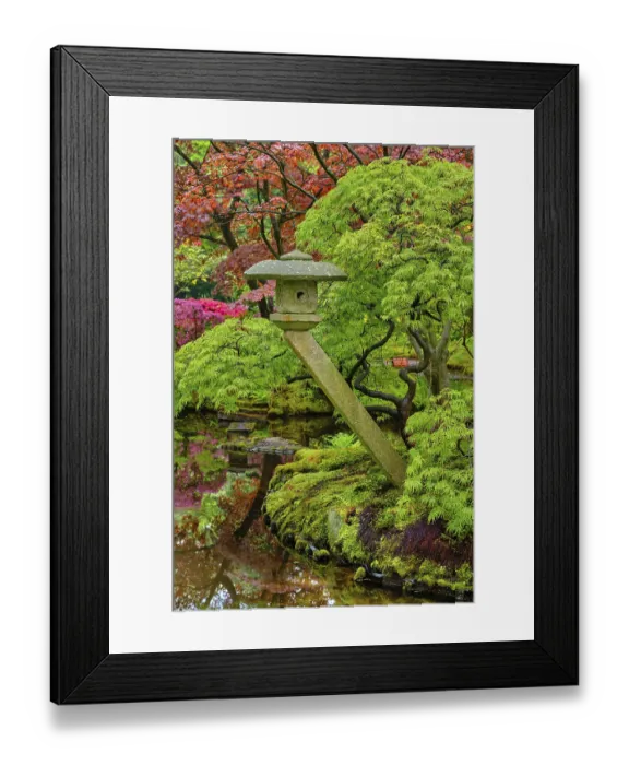 Framed Print : Stone lantern in Japanese garden