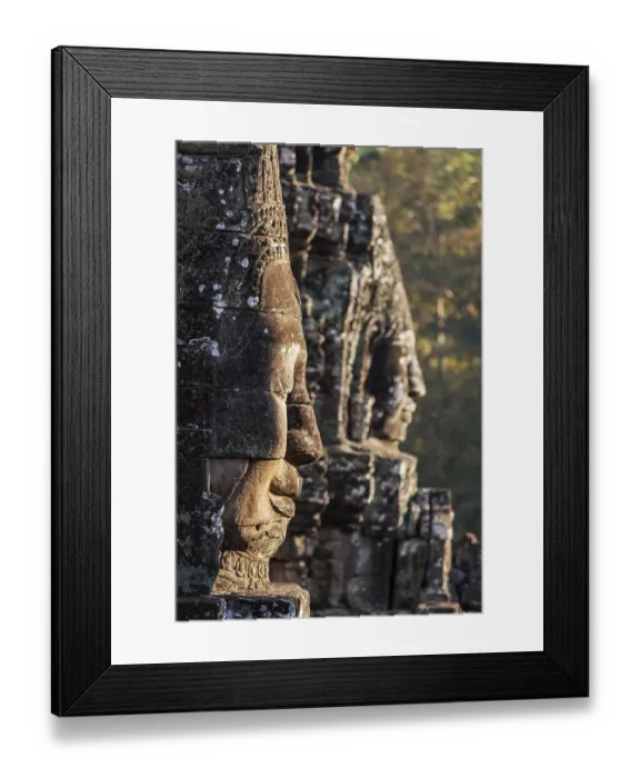 Framed Print : Ancient stone faces of Bayon temple Framed Print : Ancient stone faces of Bayon temple
