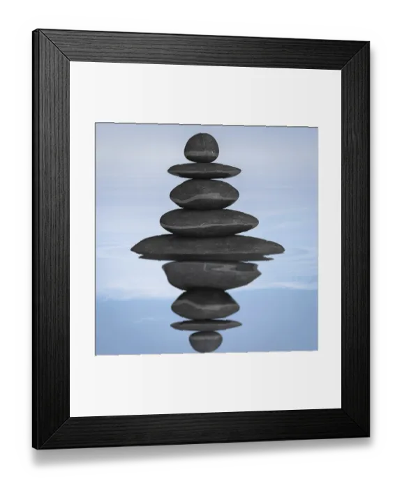 Framed Print : Zen stones balance concept isolated on white Framed Print : Zen stones balance concept isolated on white
