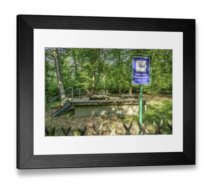 Framed Print : Drinking water well, city forest