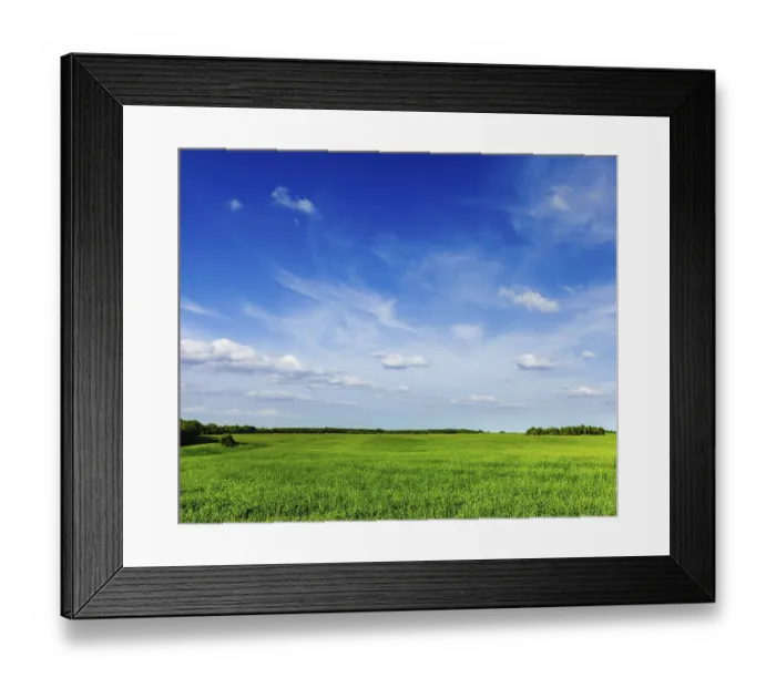 Framed Print : Spring summer background, green grass field meadow scenery lanscape with blue sky