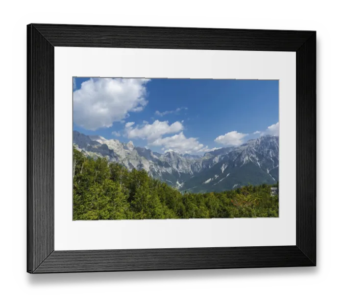 Framed Print : Panoramic view of the valley peaks of Theth National Park Framed Print : Panoramic view of the valley peaks of Theth National Park