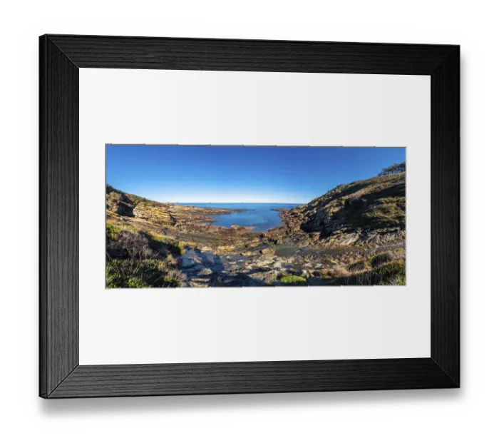 Framed Print : Panoramic view of the beautiful cove at low tide on Mount Jaizkibel next to San Sebastian Framed Print : Panoramic view of the beautiful cove at low tide on Mount Jaizkibel next to San Sebastian