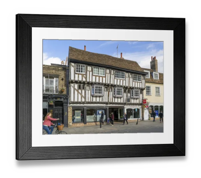 Framed Print : Timber framed Bridge House building