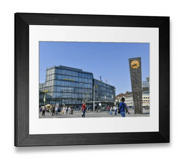 Framed Print : Grandfather clock, Jahnplatz, Bielefeld