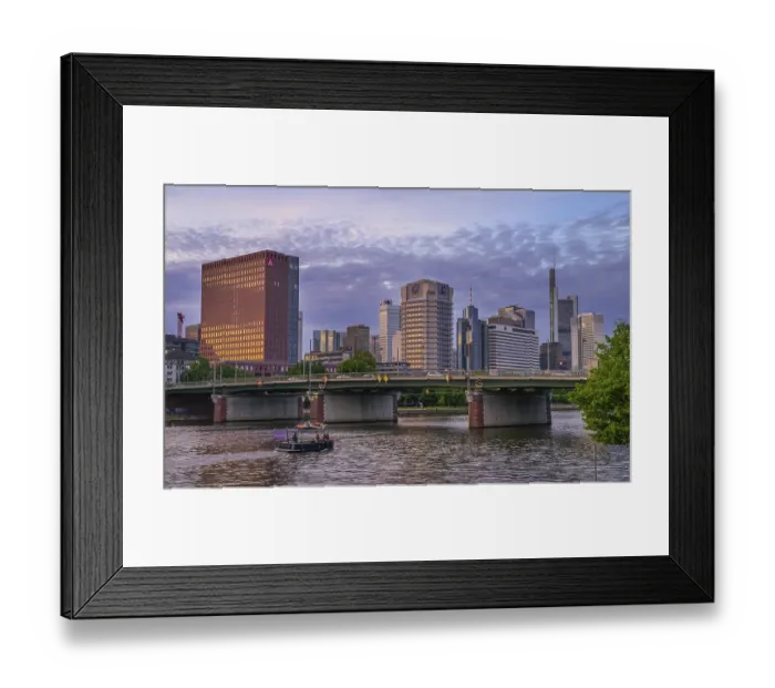 Framed Print : Friedensbruecke, Main, Untermainkai with Mainuferpark Framed Print : Friedensbruecke, Main, Untermainkai with Mainuferpark